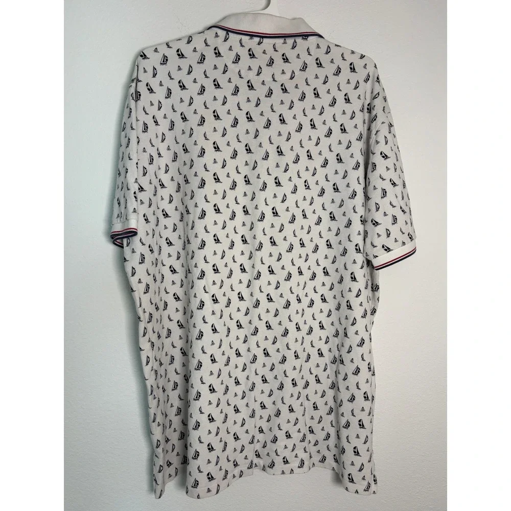 Polo Ralph Lauren Mens 2XLT Sailboat Print‎ Polo Shirt White Nautical Tall 2XL